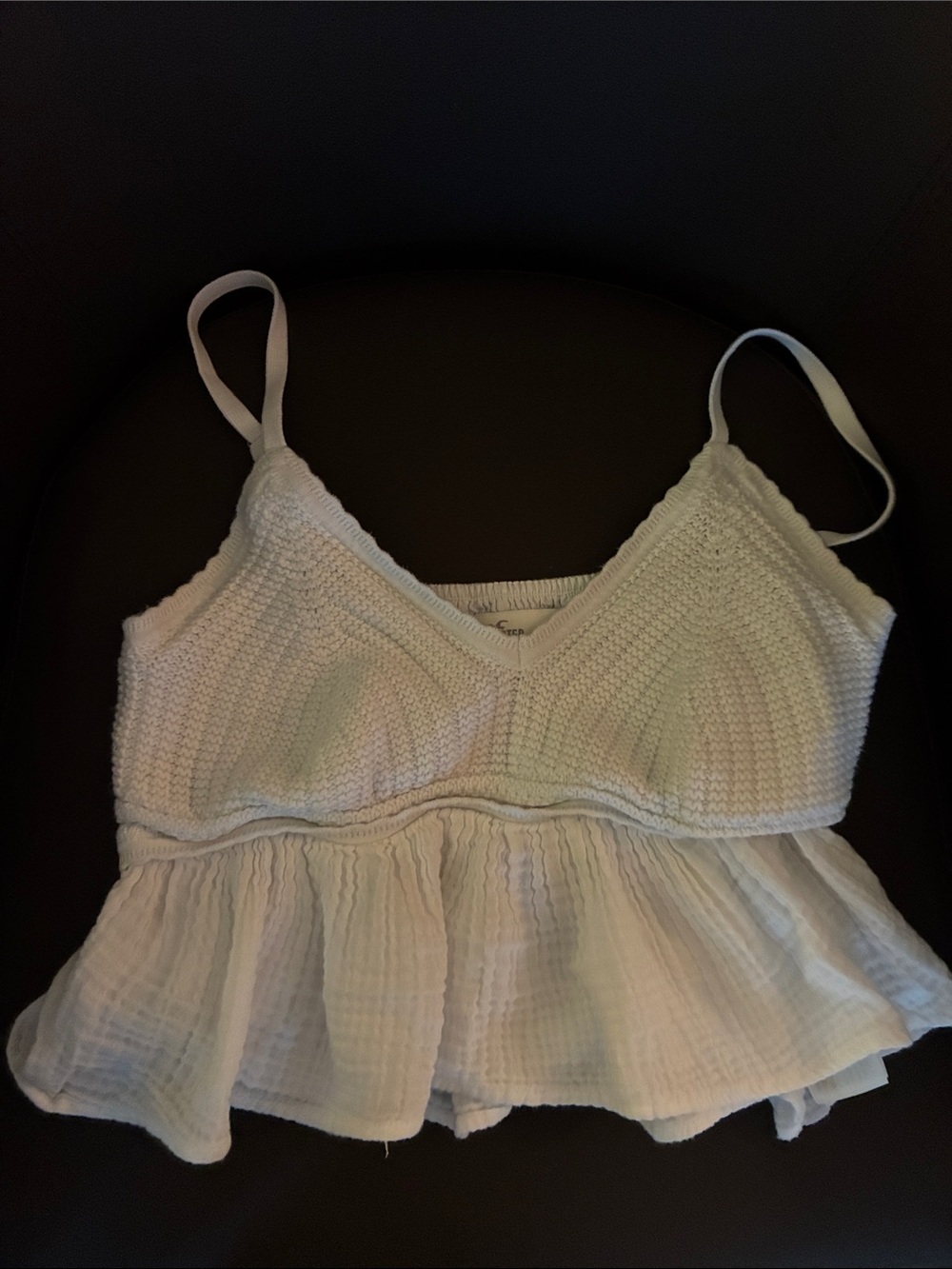 Hollister White Knit Peplum Camisole Bralette